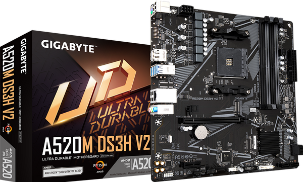 לוח אם GIGABYTE A520M DS3H V2 1.0 AM4 AMD MICRO-ATX
