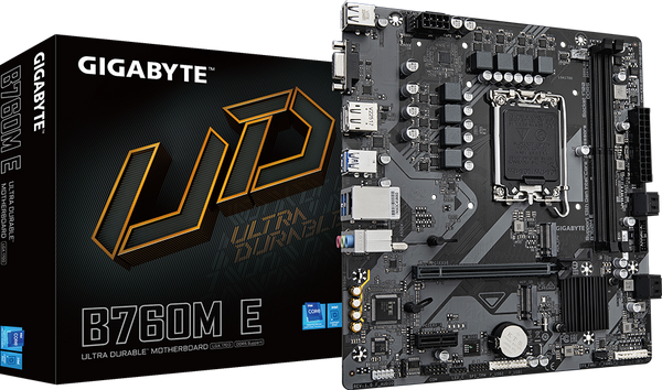לוח אם אינטל GIGABYTE B760M E DDR5 DP HDMI VGA 1GbE lan LGA1700
