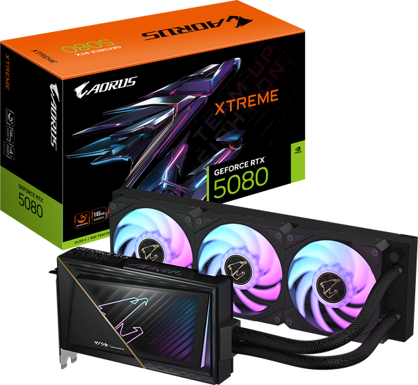 כרטיס מסך AORUS RTX 5080 XTREME WATERFORCE 16GB GDDR7 רדיאטור 360
