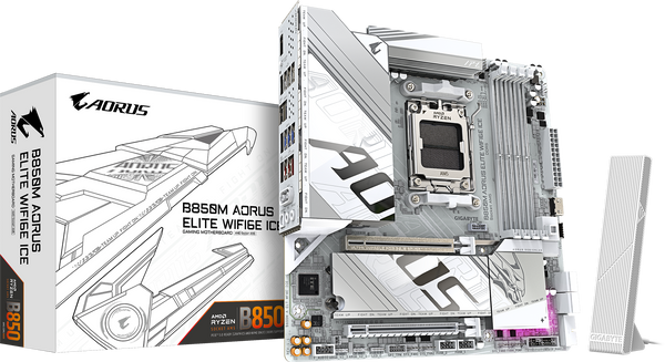 לוח אם Gigabyte B850M AORUS ELITE WIFI6E ICE M-ATX DDR5 AM5 2.5GB