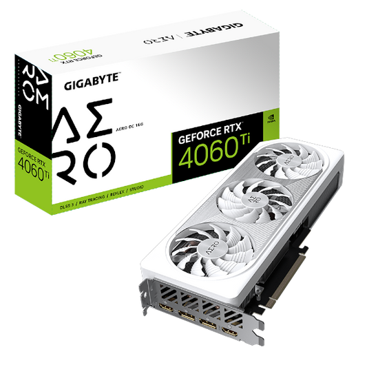 כרטיס מסך Gigabyte RTX 4060 Ti AERO OC 16GB White