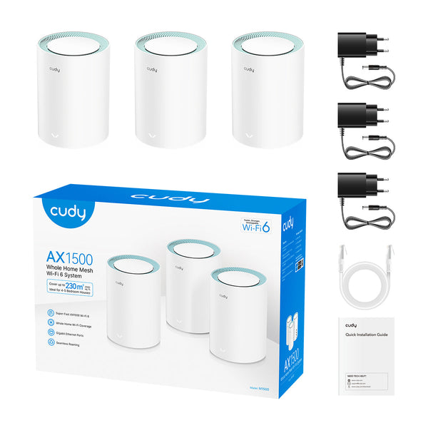 מגביר טווח Cudy M1500 AX1500 MESH WIFI6 System 3 pack