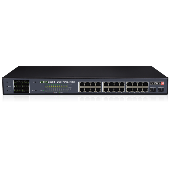 מתג Provison 24 PORT POE SWITCH 2XSFP UPLINK PORTS 380W Total